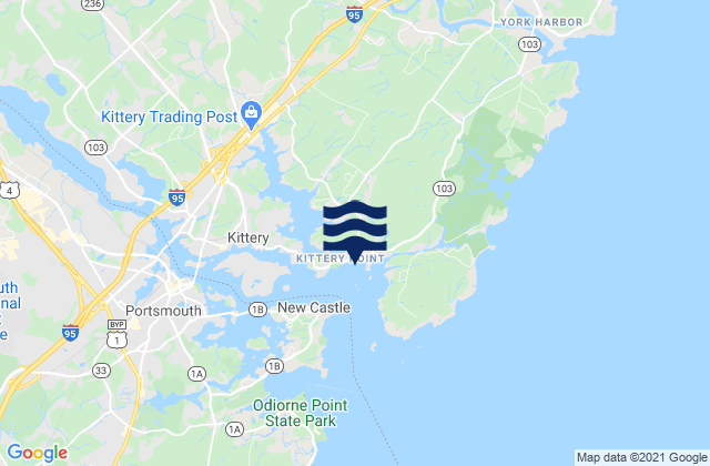 Mappa delle Getijden in Kittery Point, United States