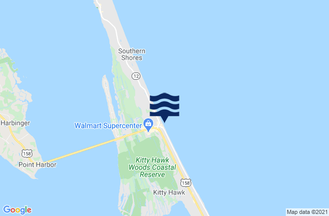 Mappa delle Getijden in Kitty Hawk (Ocean), United States