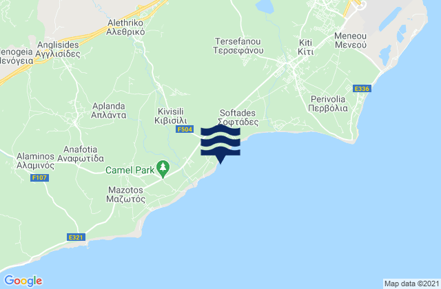 Mappa delle Getijden in Kivisíli, Cyprus