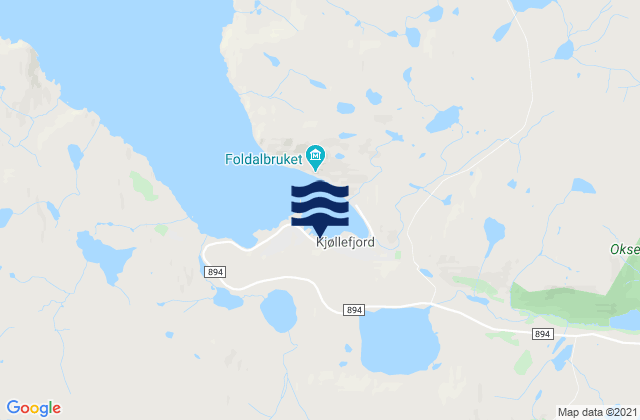 Mappa delle Getijden in Kjøllefjord, Norway