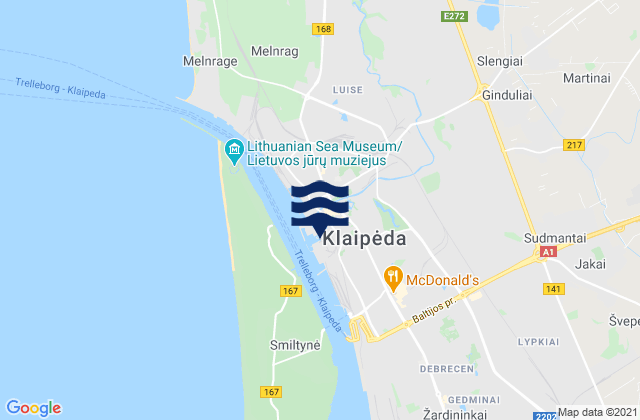 Mappa delle Getijden in Klaipėda, Lithuania