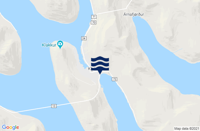 Mappa delle Getijden in Klakksvik, Faroe Islands
