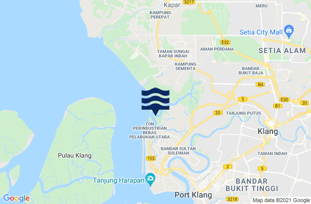 Mappa delle Getijden in Klang, Malaysia