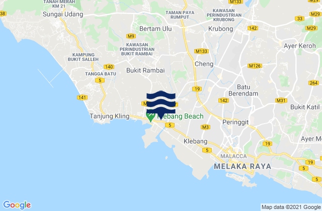 Mappa delle Getijden in Klebang Besar, Malaysia