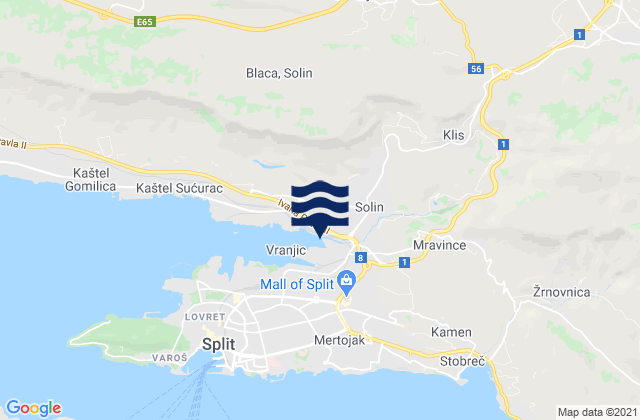 Mappa delle Getijden in Klis, Croatia