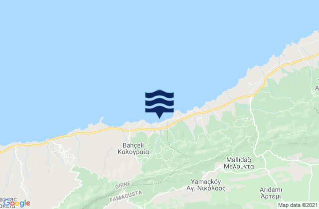 Mappa delle Getijden in Knódara, Cyprus