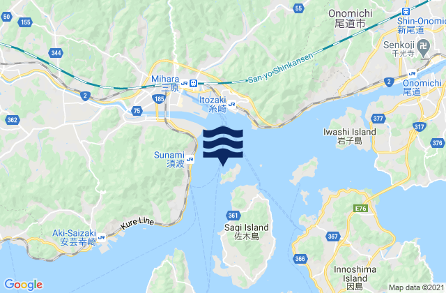 Mappa delle Getijden in Ko-Sagi Sima, Japan