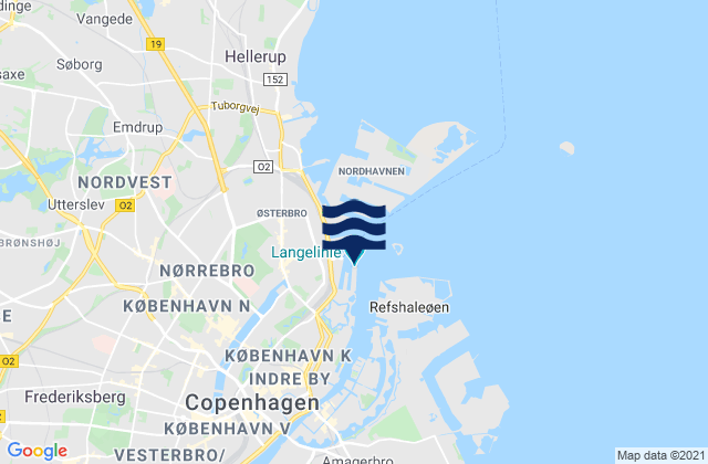 Mappa delle Getijden in Kobenhavn (Copenhagen) Baltic Sea, Denmark