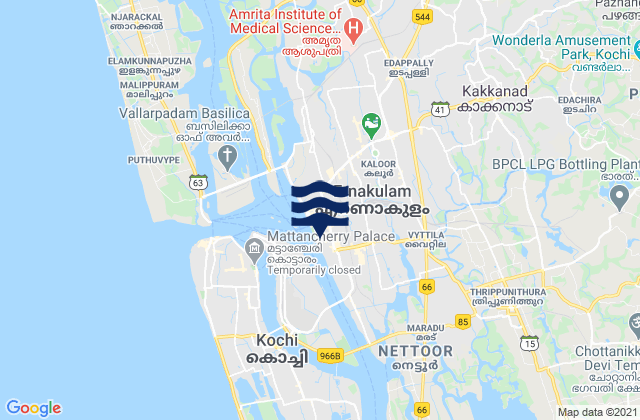 Mappa delle Getijden in Kochi, India