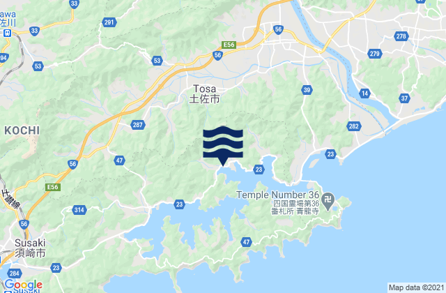 Mappa delle Getijden in Kochi Prefecture, Japan