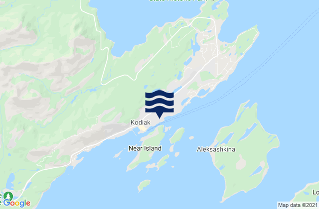 Mappa delle Getijden in Kodiak Harbor Narrows, United States
