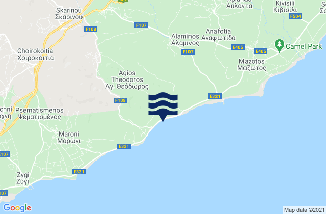 Mappa delle Getijden in Kofínou, Cyprus