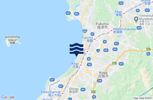 Mappa delle Getijden in Koga-shi, Japan