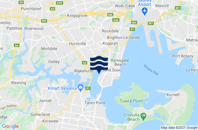 Mappa delle Getijden in Kogarah Bay, Australia