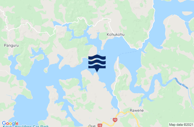 Mappa delle Getijden in Kohukohu, New Zealand