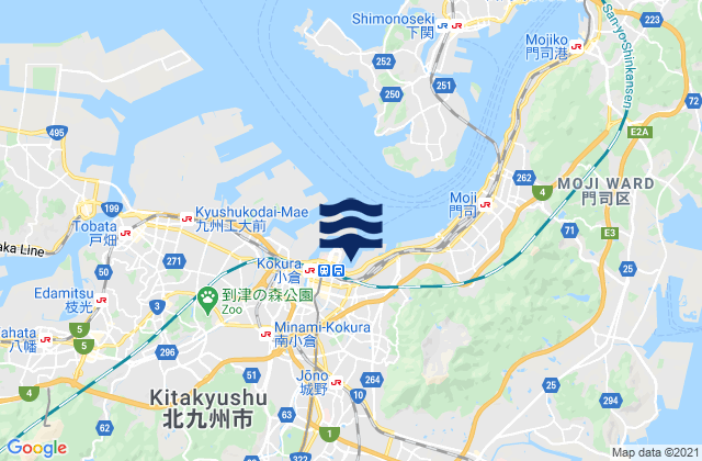 Mappa delle Getijden in Kokurakita-ku, Japan