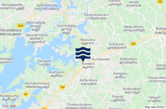 Mappa delle Getijden in Kollam, India