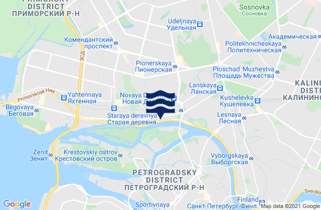 Mappa delle Getijden in Kolomyagi, Russia