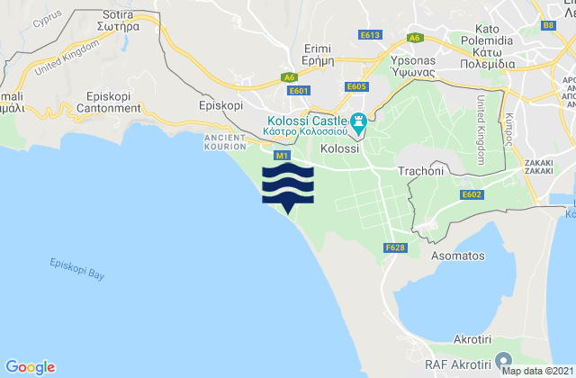 Mappa delle Getijden in Kolossi, Cyprus