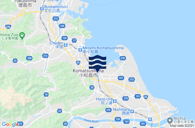 Mappa delle Getijden in Komatsushima Shi, Japan