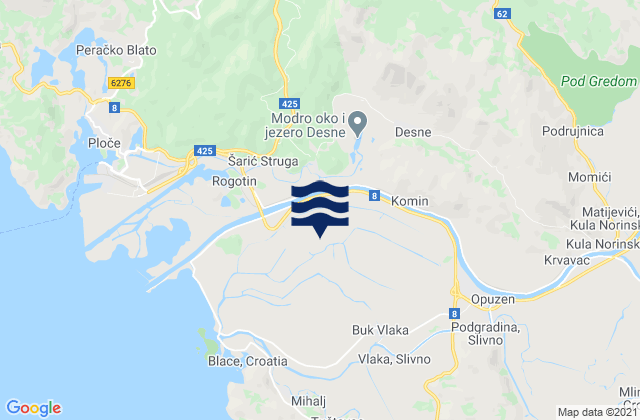 Mappa delle Getijden in Komin, Croatia