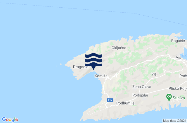 Mappa delle Getijden in Komiza Vis Island, Croatia