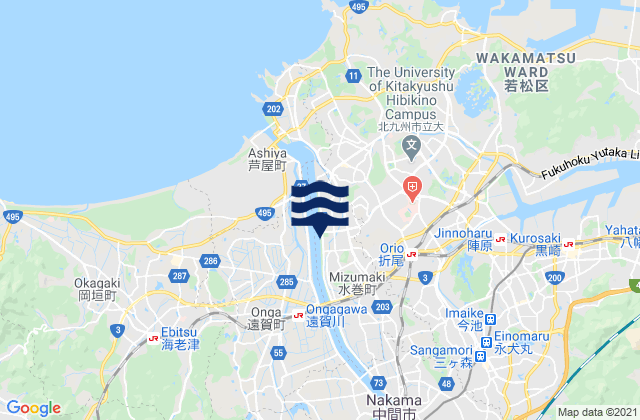 Mappa delle Getijden in Komoda, Japan