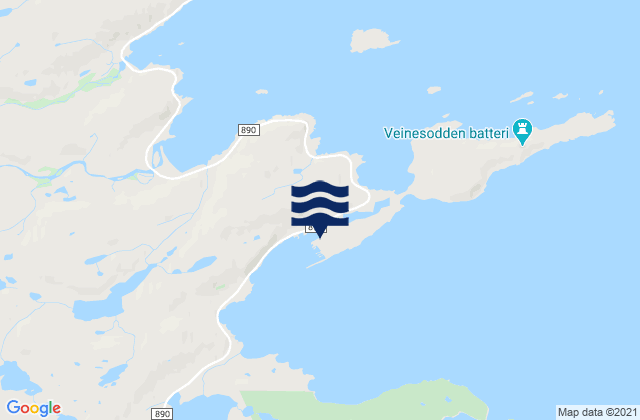 Mappa delle Getijden in Kongsfjord, Norway