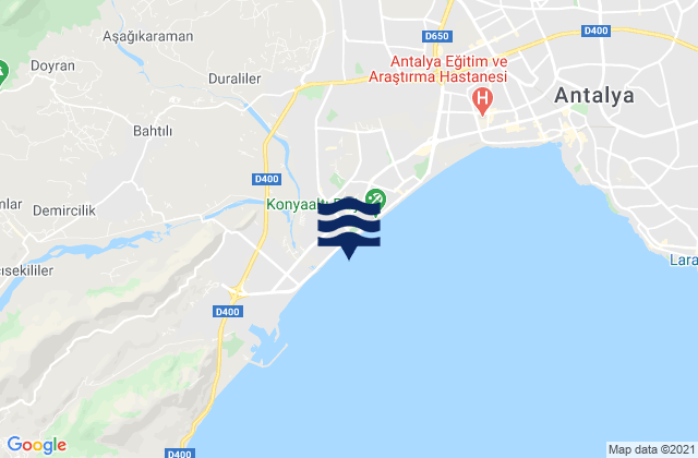 Mappa delle Getijden in Konyaaltı, Turkey