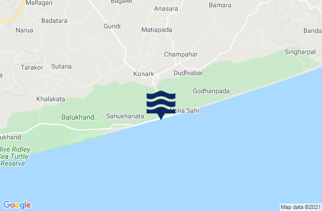 Mappa delle Getijden in Konārka, India