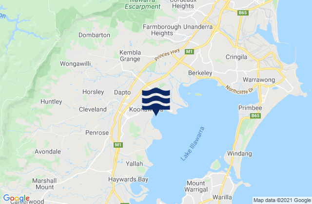 Mappa delle Getijden in Koonawarra, Australia
