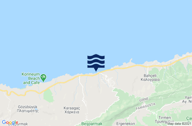 Mappa delle Getijden in Kornókipos, Cyprus