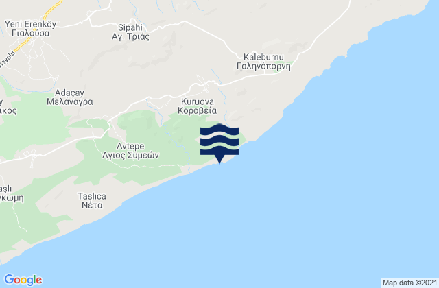 Mappa delle Getijden in Koróveia, Cyprus