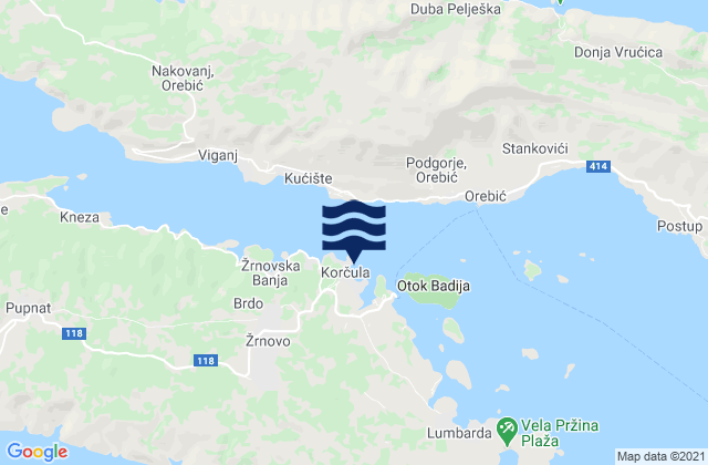 Mappa delle Getijden in Korčula, Croatia