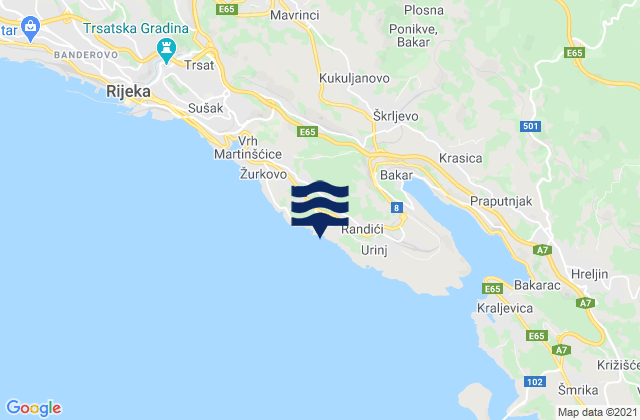 Mappa delle Getijden in Kostrena, Croatia