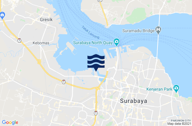 Mappa delle Getijden in Kota Surabaya, Indonesia