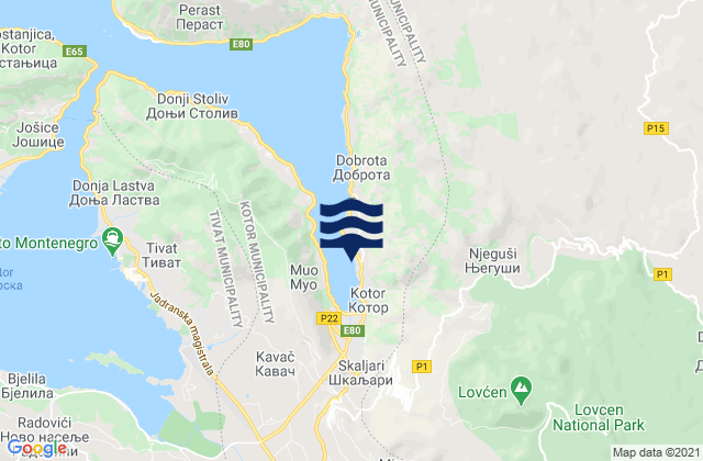 Mappa delle Getijden in Kotor, Montenegro