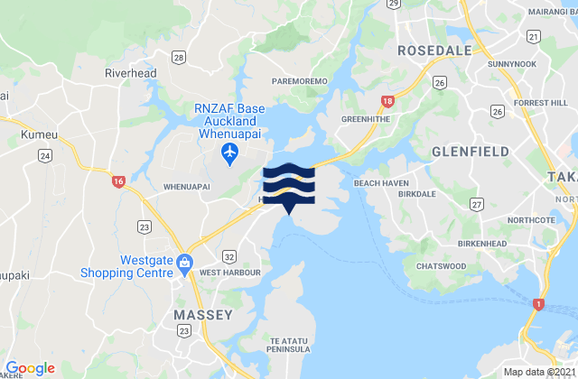 Mappa delle Getijden in Kotukutuku Inlet, New Zealand