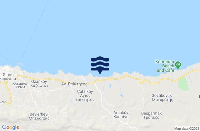 Mappa delle Getijden in Koutsovéntis, Cyprus