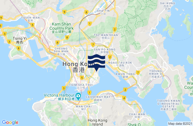Mappa delle Getijden in Kowloon, Hong Kong