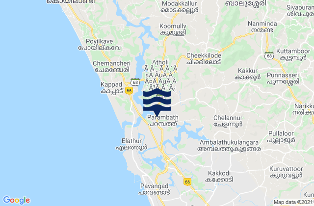 Mappa delle Getijden in Kozhikode, India