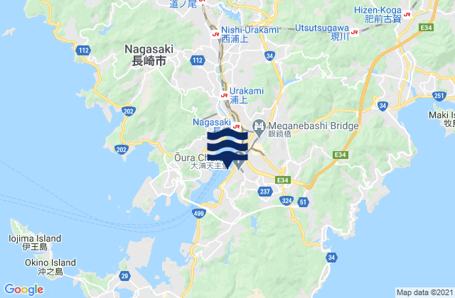 Mappa delle Getijden in Kozonemachi, Japan