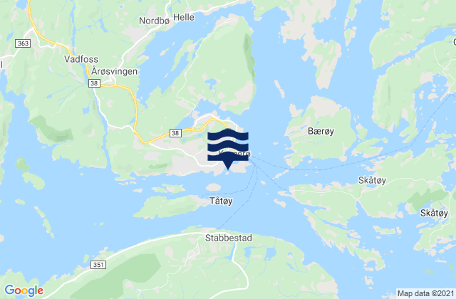 Mappa delle Getijden in Kragerø, Norway