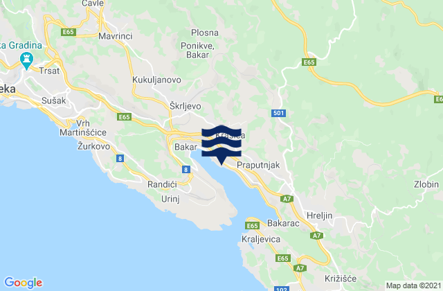 Mappa delle Getijden in Krasica, Croatia