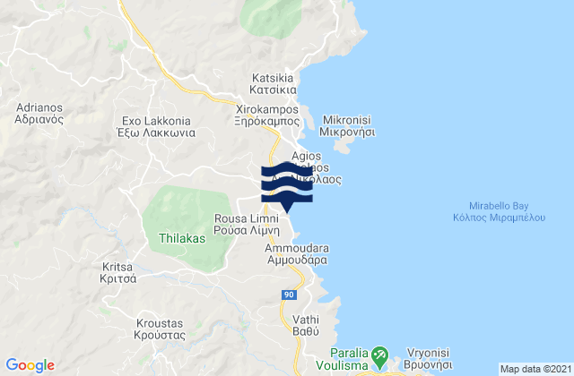 Mappa delle Getijden in Kritsá, Greece
