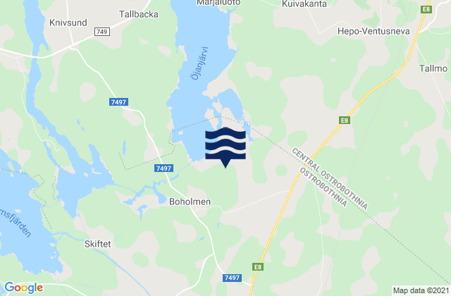Mappa delle Getijden in Kronoby, Finland