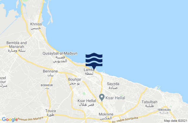 Mappa delle Getijden in Ksar Helal, Tunisia