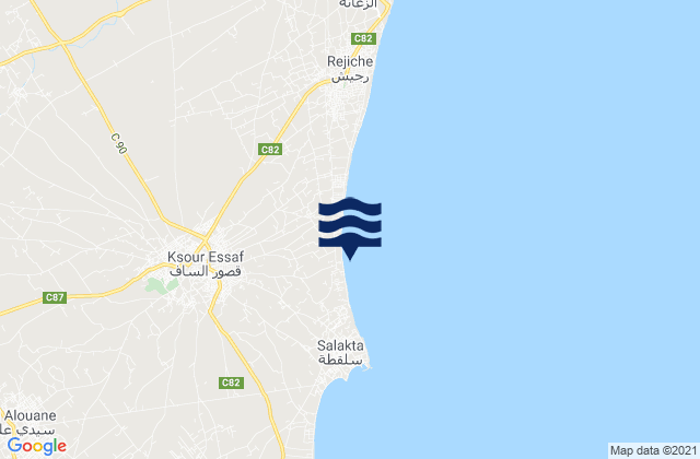 Mappa delle Getijden in Ksour Essaf, Tunisia