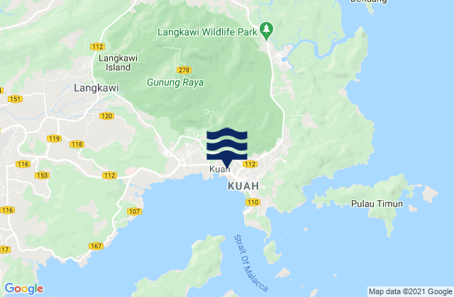 Mappa delle Getijden in Kuah, Malaysia
