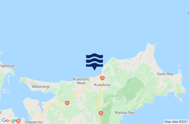 Mappa delle Getijden in Kuaotunu Beach, New Zealand